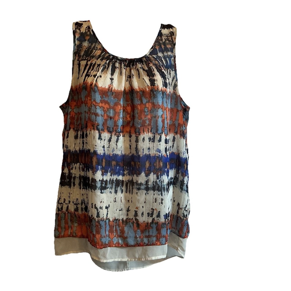 Daniel Rainn Women's Sleeveless Tank Shimmer Blouse Layered Hem Boho Top Size M